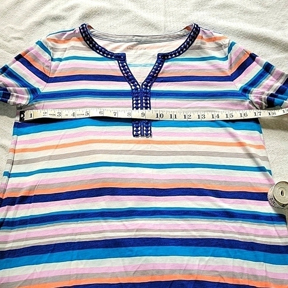 LAND'S End 3/4 Sleeve Striped V-neck Tunic XS Mint Condition - Picture 4 of 7